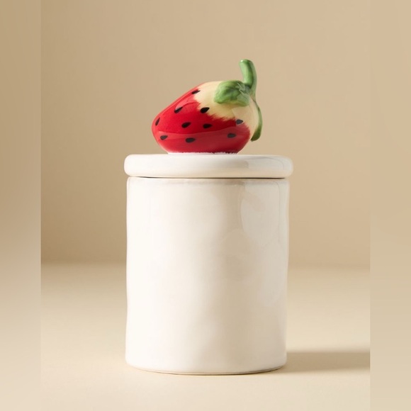 New Anthropologie Fruta Strawberry Small Stoneware Canister - Picture 3 of 4